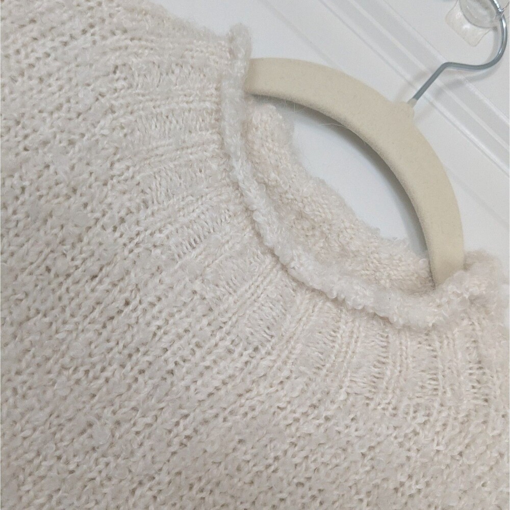 J.Crew Womens XS Ivory Boucle Sweater Wool Alpaca Blend Mock Neck Pullover - Picture 3 of 7